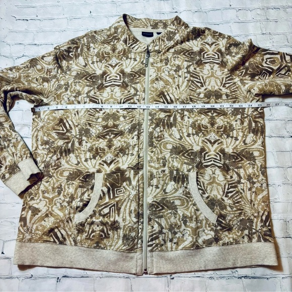 Westbound Womens XL Boho Neutral Print Zip Up Lightweight Jacket Pockets - Picture 7 of 11